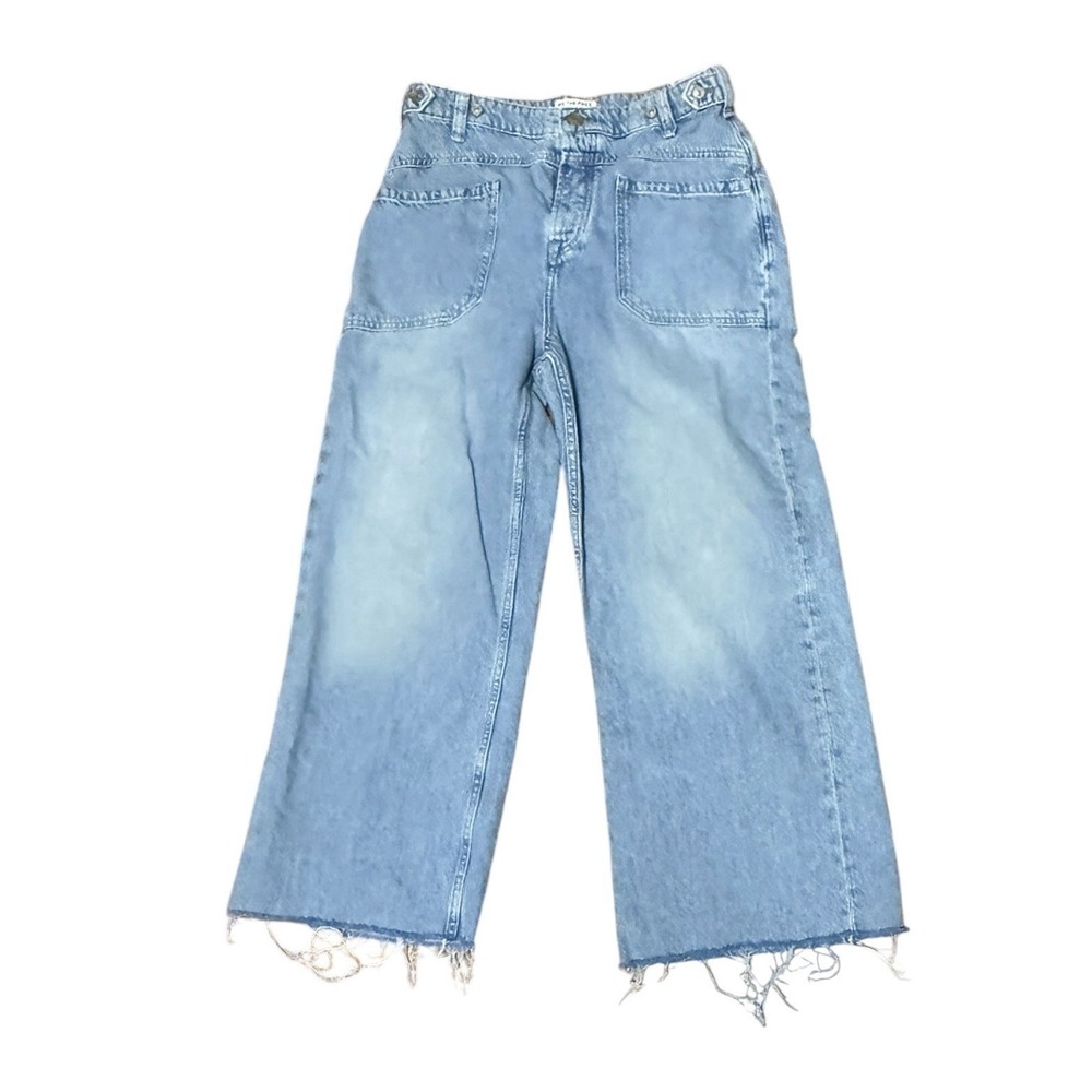 We The Free People Palmer Cuffed Denim Wide Leg  Jeans LaLaLand Baggy Women 28